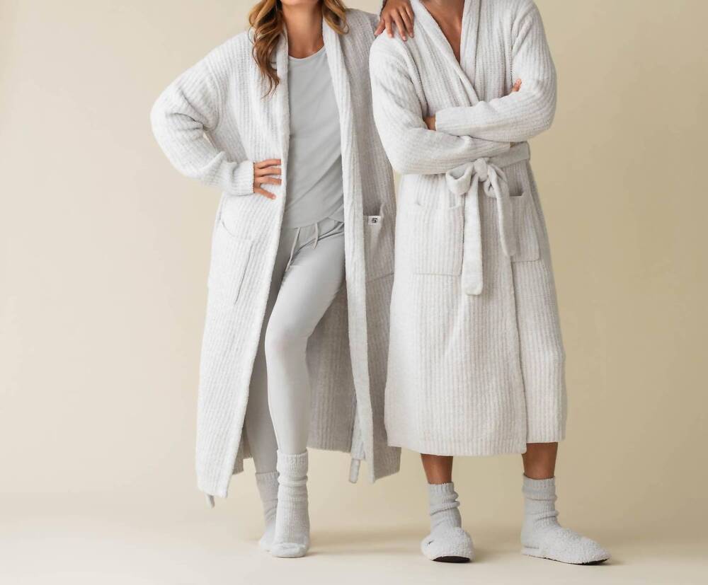 NEW KASHWERE ojai ribbed robe in soapstone
